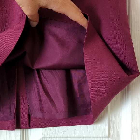 Pendleton 80's Vintage 100% Wool High Waisted Straight Cut Midi Skirt Purple 14 - Picture 9 of 12